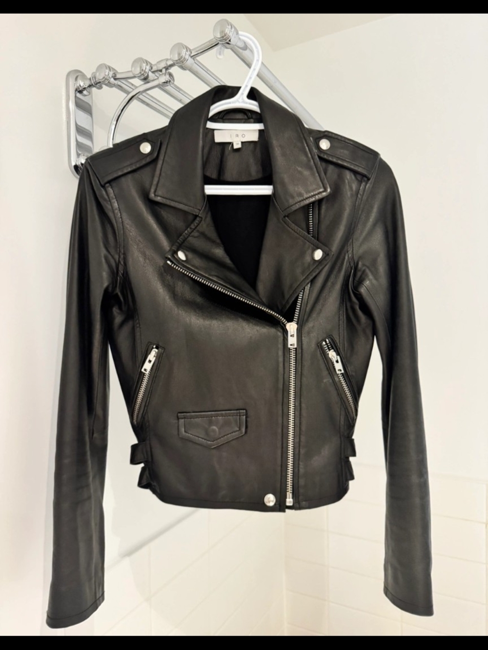 IRO Black Soft Lamb Leather Biker Jacket